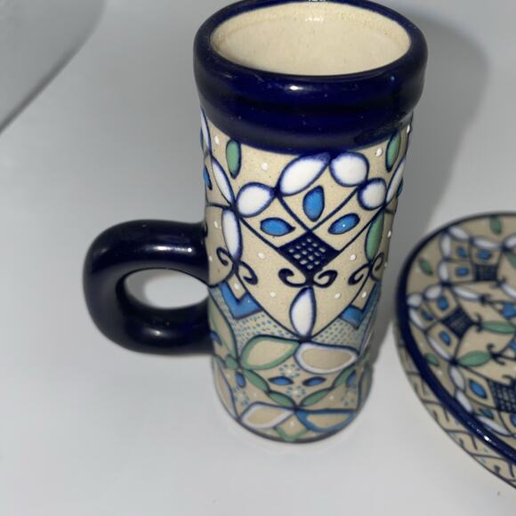 Javier Servin Hand Painted Talavera Handled Shot Glass With Serving Tray - Picture 4 of 8